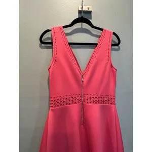 Guess Coral Red Lasercut Scuba Double‎ V Cut Fit and Flare Dress 10 thumbnail 5