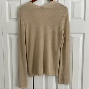 Ann‎ Taylor Women Large Knit Sweater Gold Shimmer Holiday New Year Party thumbnail 3