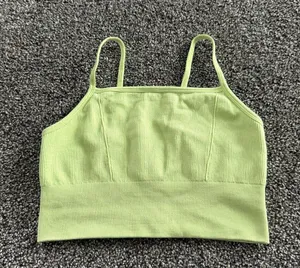 Fabletics Crop Tank Top Womens Small Lime Green Ribbed Knit thumbnail 1