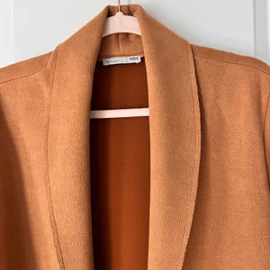 Zara‎ Brown Open Front Cardigan Large Long Sleeves Collared thumbnail 3