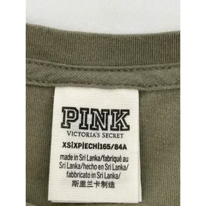 PINK Victoria's Secret Silver Sequin Logo Long Sleeve Tee Women‎ XS Army Green thumbnail 5