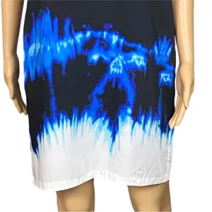 VINCE black, blue & white tie dye watercolor shift dress w/POCKETS. Size 4 FLAW thumbnail 4