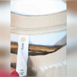 Anthropologie Daily Practice Creme Tan Rainbow Print Crew Pullover Sweatshirt XS thumbnail 7