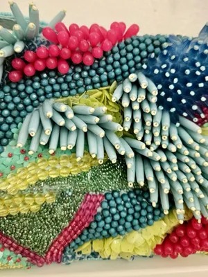 Handcrafted in India Beaded Coastal Coral Reef Shoulder Handbag Purse Teal Aqua thumbnail 14