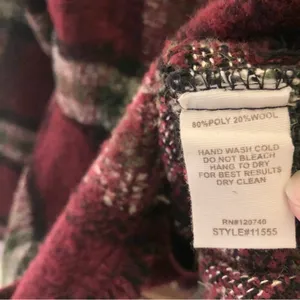 Hem & Thread Fringe‎ Plaid wool zip peplum Jacket red green size medium thumbnail 3