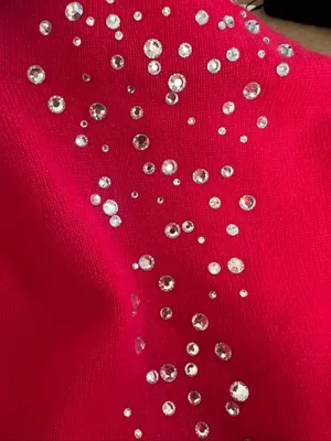 Kinross Cashmere 100% Cashmere Rhinestone Mock Neck Sweater Pink M NWT thumbnail 4