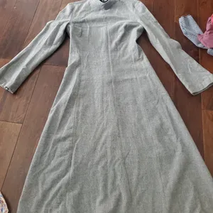 Zara Wool Blend Elegant Gray Women's Dress With Long Sleeve Size Small Midi Leng thumbnail 4