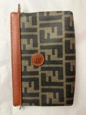 Fendi Zippered Small Wallet/Pouch, Zucca Pattern and Leather Trim thumbnail 3
