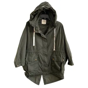 Zara Trafaluc Utility Parka Women XS Olive Green Gorpcore Oversize Hooded Jacket thumbnail 2
