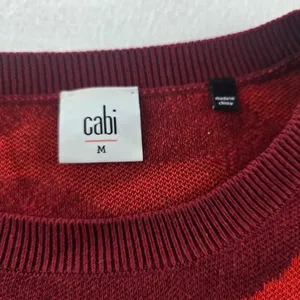 Cabi Camo Print‎ Sweater Crew Neck Long Sleeve Pullover Knit Top Red Size Medium thumbnail 6