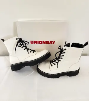 Unionbay Hayden White Lace up Combat Boots thumbnail 7