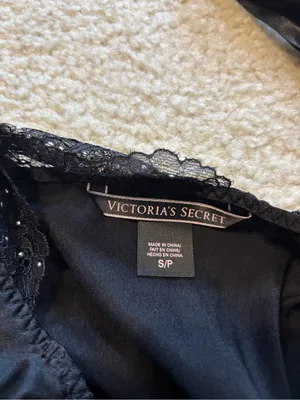 Victoria's Secret Black Satin & Lace Slip with Sparkle thumbnail 3
