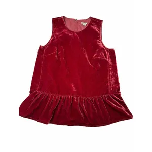 J CREW Peplum‎ Velvet Tank Sleeveless Wine Burgundy Drop Waist Velour Size 2 thumbnail 2