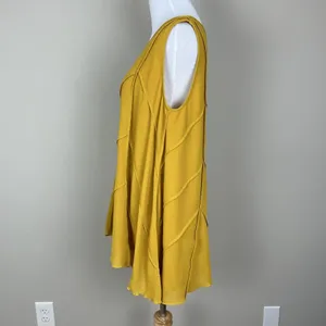 John Mark Tunic Top Womens Medium Yellow Sleeveless Boho‎ Swing Tank Layered Hem thumbnail 8