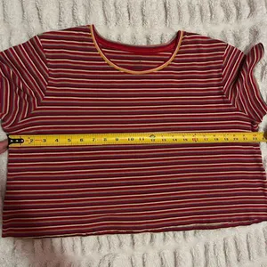 Stylish Striped Short Sleeve Top in Red and Yellow thumbnail 6