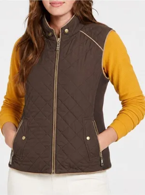Active USA Brown Quilted Vest thumbnail 1