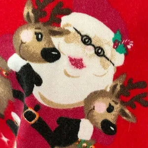 Just Love Christmas Holiday Medical Scrub Top V-Neck Pockets Red Snowman Santa M thumbnail 8