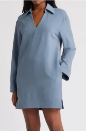 ASTR The Label Shift Dress Women Medium Blue V-Neck Long Sleeve Mini ADR102433 thumbnail 1