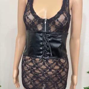 Black Faux Leather Corset New thumbnail 4