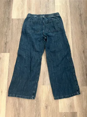 Gap Womens Wide Leg Jeans Medium Dark Wash Denim Easy Cargo Jean Pull On Utility thumbnail 7