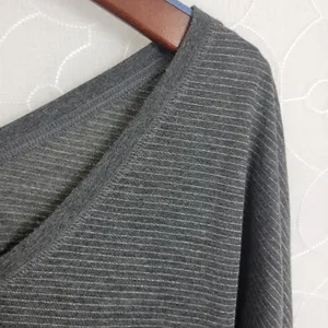American Eagle Womens Top Size S Gray V Neck Striped Long Sleeve Crop Pullover thumbnail 5
