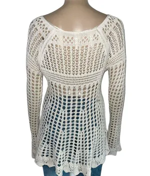 Free People Annabelle Crochet Knit Sweater thumbnail 4