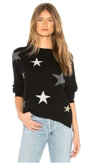 Rachel Zoe‎ Sweater Women Small Black Rayon Cashmere Blend Start Print Pullover thumbnail 1
