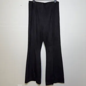 We The Free Women‎ CRVY Real Deal Vegan Pants Black Suede Flare Split Hem 32" thumbnail 3