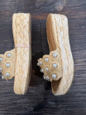 Dolce Vita caper pearl light nature raffia platform slide sandals thumbnail 4