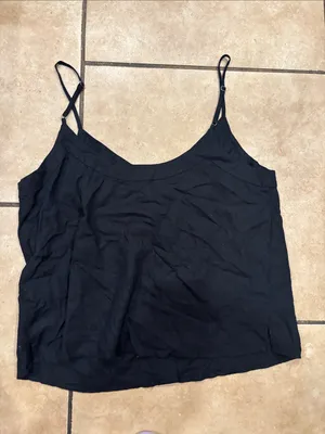 Abercrombie & Fitch Black Button Front Linen Blend Sleeveless Top thumbnail 4