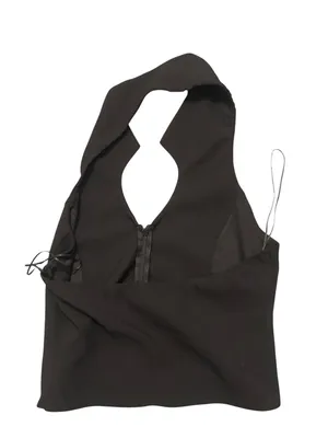 Iris Black Halter Neck Collared Top Size L thumbnail 2
