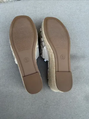 Target A New Day Woven Espadrille Wedge Slide Snake Print White size 6 NEW thumbnail 6