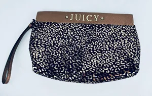 Juicy Couture‎ Metallic Novelty Clutch Wallet Purse Gold Black Cheetah Print thumbnail 1