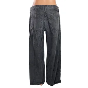 Abercrombie & Fitch Ultra Loose Low Rise Black Baggy Wide Denim Jeans Pants 28 thumbnail 3