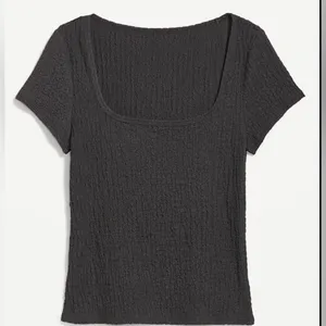 Old Navy Black Short Sleeve Square Neck Crepe Tee thumbnail 1