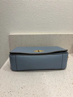 Tory Burch Britten Pebbled Leather Convertible Shoulder Bag Blue Purse EUC thumbnail 16
