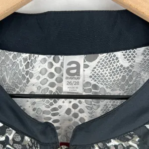 Avenue Sheer Bomber Jacket Womens 26/28 (3X) Black White Leopard Print Full Zip thumbnail 3