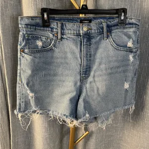 Express Shorts Womens 90’S HIGH RISE CUT OFF RAW HEM DENIM SHORTS SIZE 14 thumbnail 1