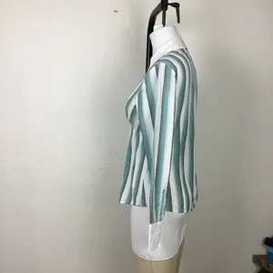 Ann Taylor Blouse Size 6 Women's Vintage Striped Cotton Striped Long Sleeves thumbnail 2