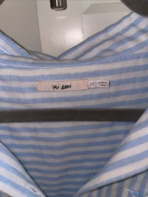 Blue & White Striped Tie-Front Button Shirt - Mi Ami - Francesca’s Size M thumbnail 2