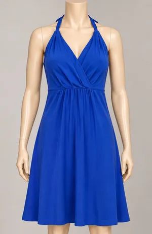 Athleta Go Anywhere Dress Size 2 Cobalt Blue Halter Knee Length thumbnail 1