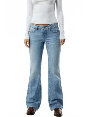 Pacsun Jade Low Rise Bootcut Jeans Double Button Light Blue NWT Atlanta Size 28 thumbnail 5