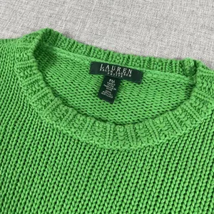 Lauren Ralph Lauren Sweater Womens PM Green Crew Neck Chunky‎ Knit Shirttail Hem thumbnail 2