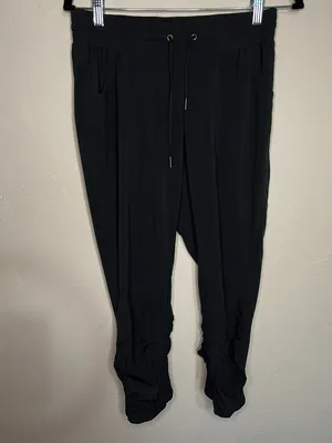 Athleta‎ Attitude Black Drawstring Ruched Joggers thumbnail 3