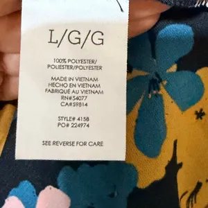 Cabi Busy Blouse 4158 Floral Button Front Balloon Sleeve‎ Black Teal Mustard L thumbnail 8