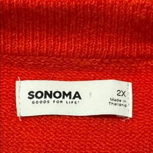 Sonoma Goods For Life Orange Red Lightweight Fuzzy Cardigan Size 2X thumbnail 9