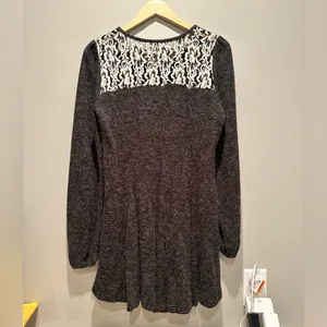 Ryu Dark Gray‎ Long Sleeve Embroidered Lace Mini Dress Medium Whimsygoth Witchy thumbnail 2