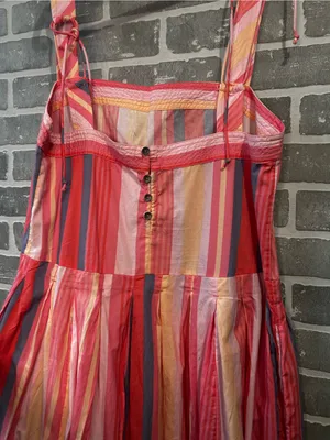 Free People Primavera Stripe Midi‎ Dress Women’s size Medium Cottagecore Boho thumbnail 5