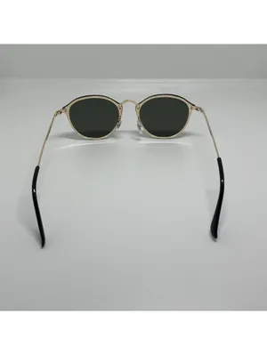 Ray-Ban RB3574 Black and Gold Round Sunglasses with Green Lenses thumbnail 9