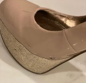 Steve Madden Patent Leather Nude Tan Studded Platform Studded Shoes Heels 9.5 thumbnail 7